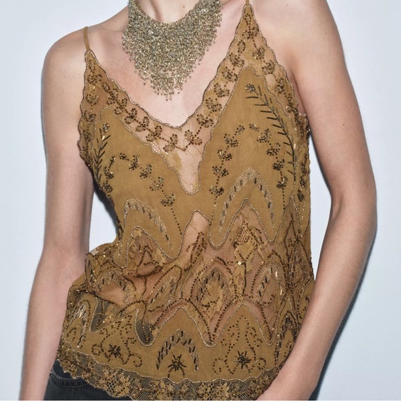 Zara Tops - ZARA BEADED EMBROIDERED TOP ZW COLLECTION LIMITED EDITION